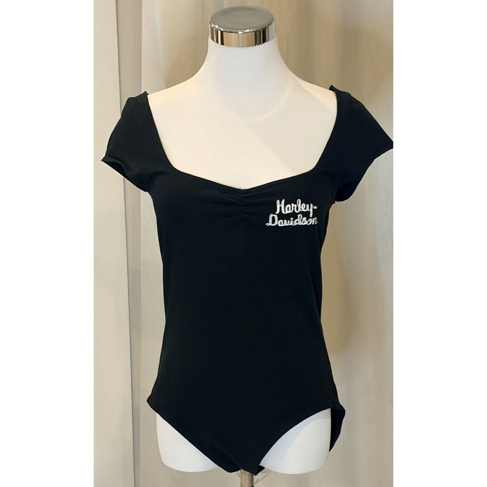 HARLEY DAVIDSON Woman Chain Stitch H-D Bodysuit Tank Silhouette Medium